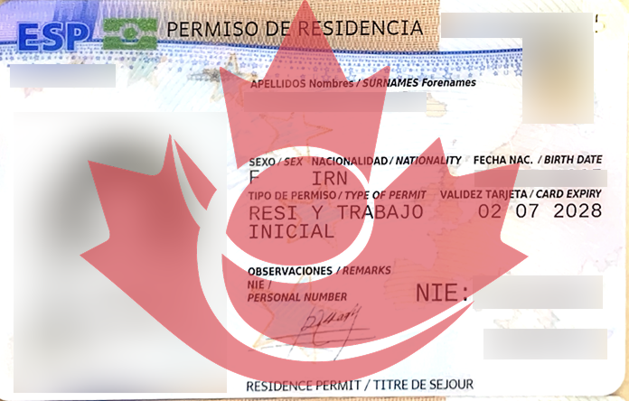 نمونه ویزاهای اقامت تمکن مالی اسپانیا